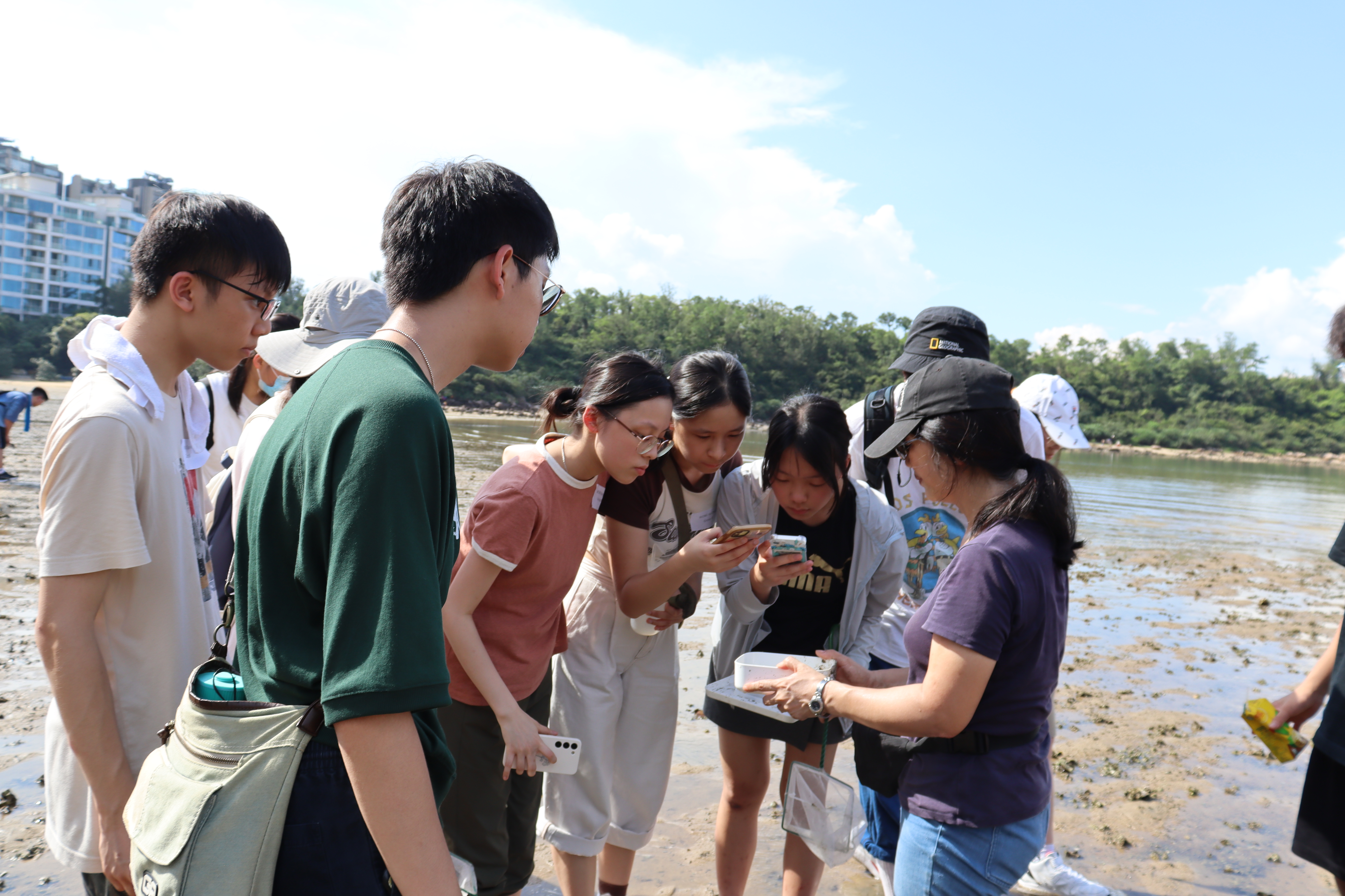 Taking photo of creatures found in Starfish Bay